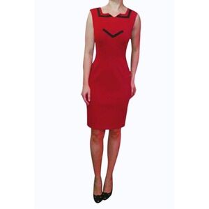 Diane Von Furstenberg Michele Red Black Retro Pencil Sheath Dress